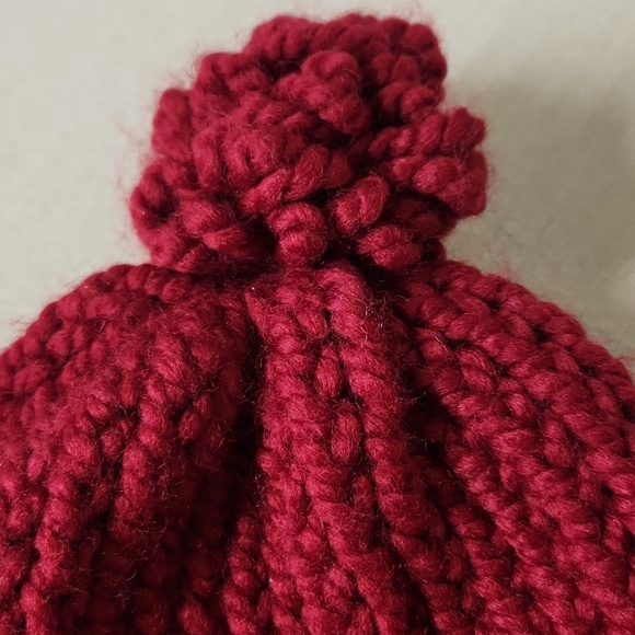 Hand Knitted Dark Red Hat